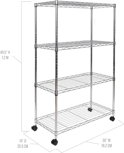 Vista 3 de Seville Classics Estantería de Alambre de Acero Sólido Unidad de Almacenamiento Estantes Ajustables Rack Organizador, para Hogar, Cocina, Oficina