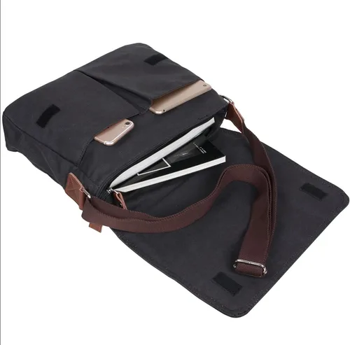 Vista 6 de HuaChen Vintage Canvas Messenger Bag,Travel Shoulder Satchel Unisex Crossbody Purse Bookbag for 14 Inch Laptop