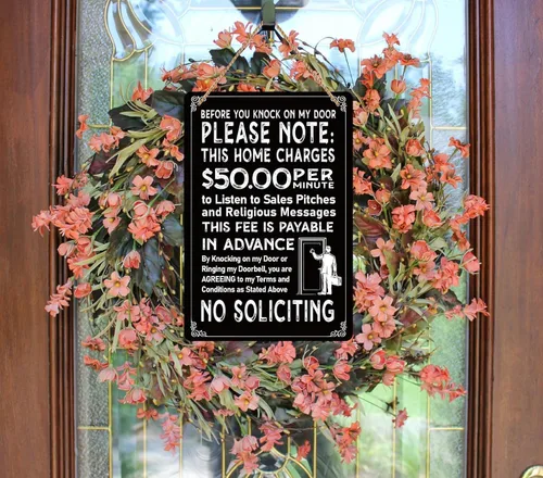 Vista 8 de Letrero de aluminio con texto en inglés "No Soliciting para casa con texto en inglés "No Soliciting" para puerta delantera, patio, «Don't Knock This