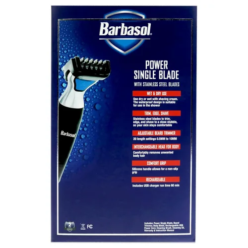 Vista 5 de Barbasol Afeitadora eléctrica recargable de una sola hoja húmeda y seca con cuchillas de acero inoxidable y accesorio ajustable para recortadora