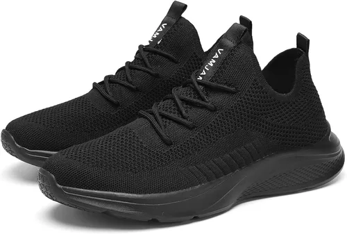 Vista 4 de VAMJAM Tenis de correr para hombre ligeros transpirables de punto volador de malla con cordones para caminar entrenamiento casuales deportivos