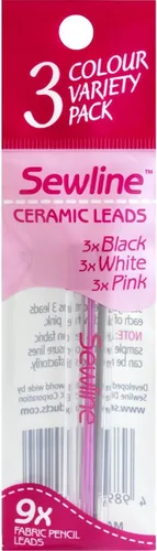 Vista 2 de Sewline Recambios de plomo para lápices de tela, paquete variado blanco, negro, rosa (0.035 in) para acolchado, costura y marcado de tela, 9