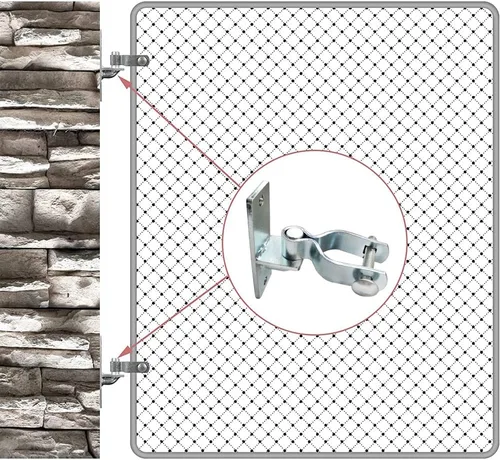 Vista 3 de Paquete de 2 bisagras de puerta de montaje en pared de 1-3/8 pulgadas, bisagras de metal, poste de cerca, bisagra de marco de cerca, accesorios