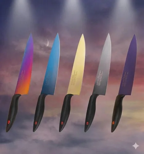 Vista 5 de Kasumi Cuchillo de pelar con revestimiento de titanio KTG05 de 3 pulgadas, cubiertos Kitcen, multicolor