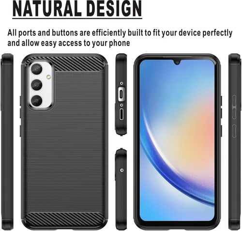 Vista 3 de Funda compatible con Samsung Galaxy A34 5G, TPU flexible, color negro Samsung Galaxy A34 5G Case,with Screen Protector Shock-Absorption Flexible