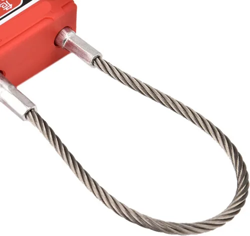 Vista 8 de Candado de seguridad, cerradura de cuerda de acero inoxidable con diseño de línea antideslizante y funda PA de nailon, para etiquetado de bloqueo