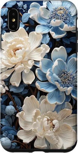 Vista 11 de iPhone 16 Chinoiserie Floral Toile Blue and White Case