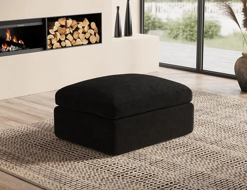 Vista 23 de ohllob Sofás seccionales Cloud de 110 pulgadas para sala de estar, sofá deshuesado en forma de L con otomana, sofá modular de 3 plazas, color negro