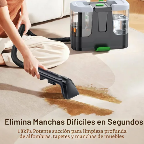 Vista 3 de Limpiador portátil de alfombras y tapicería, máquina de limpieza de alfombras de 18 Kpa para eliminación profunda de manchas, limpiador de manchas