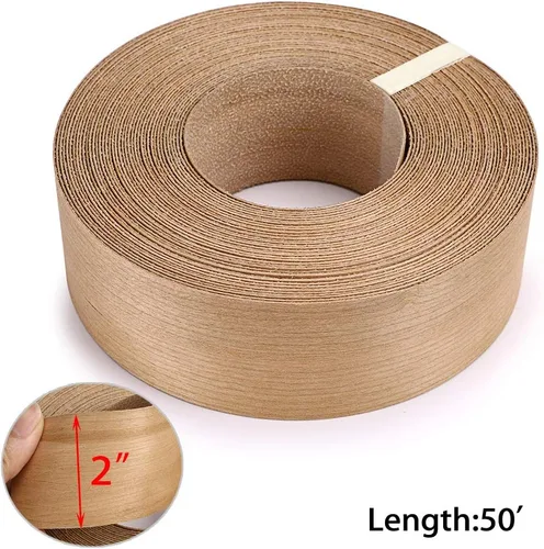Vista 5 de Skelang Cherry - Rollo de 2" x 50' de chapa de madera para borde, sin planchar, con adhesivo termofusible, cinta de madera flexible