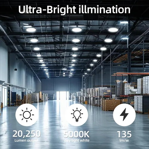 Vista 2 de 150W Luz LED UFO de Alta Bahía, 20250lm 5000K Luz LED UFO de Alta Bahía para Tienda [Equivalencia 450W MH/HPS] 100-277V IP65 Iluminación Comercial