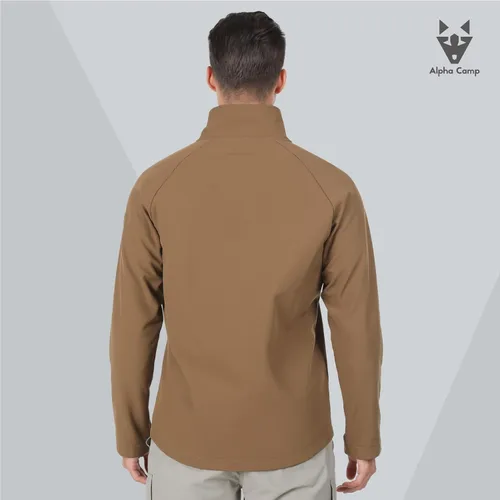 Vista 2 de ALPHA CAMP Chaqueta Softshell para hombre con capucha, forro polar, resistente al agua, chaqueta ligera