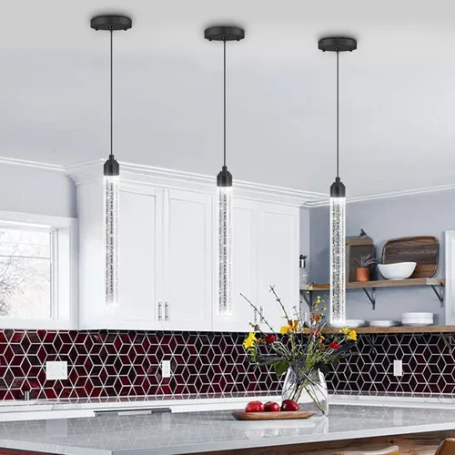 Vista 18 de Candelabros de cristal modernos de 1 luz LED regulable Iluminación colgante para isla de cocina, comedor, pasillo