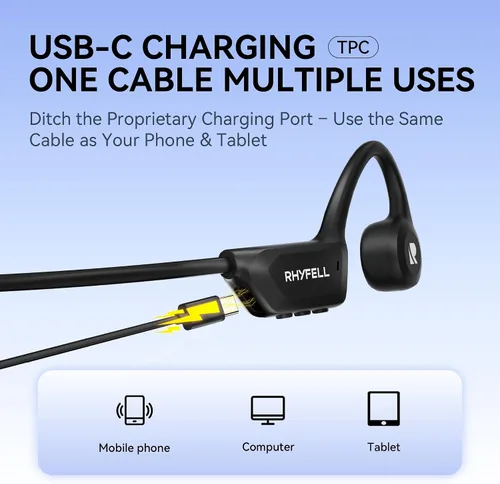 Vista 7 de Auriculares de conducción ósea de oreja abierta para entrenamientos más seguros, auriculares deportivos inalámbricos Bluetooth 6.0 con 8 horas