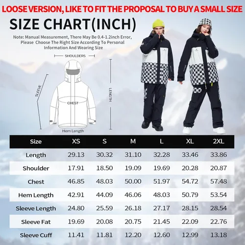 Vista 6 de HIGH EXPERIENCE Chaqueta de esquí para snowboard, nieve, invierno, impermeable, aislada, resistente al viento, chaqueta cálida con capucha