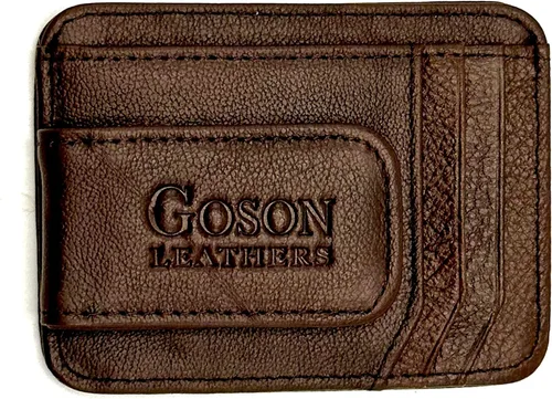Vista 26 de Goson Cartera de cuero con clip para dinero para hombre, billetera de bolsillo frontal, tarjetero de crédito, cartera minimalista delgada