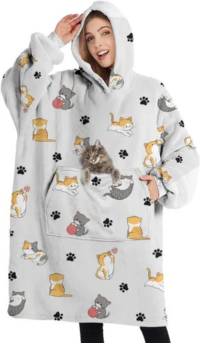 Vista 24 de Wearable Oversized Blanket,Sherpa Blanket Hoodie with Super Pockets,Super Warm Fuzzy Pullover for Women & Men