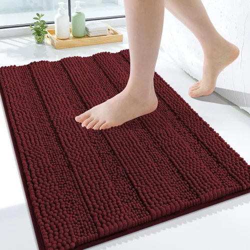 Vista 194 de Grandaily Alfombras de baño de felpilla a rayas de 24 x 16 pulgadas, extra gruesas y suaves, absorbentes, parte trasera de goma, alfombra de ducha