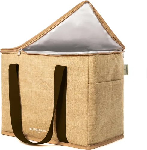 Vista 14 de Nook Theory Bolsa de comestibles reutilizable con aislamiento, a prueba de fugas, bolsa enfriadora grande