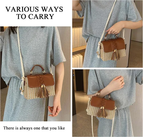 Vista 2 de Bolsos cruzados para mujer, bolsos y bolsos de mano de moda, B- marrón