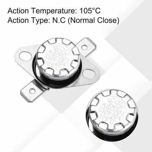 Vista 82 de uxcell KSD301 Termostato 32.0 °F/32 ° F 10 A Normalmente Cerrado N.C Ajuste Snap Disc Interruptor de temperatura para microondas, horno, cafeteras 2