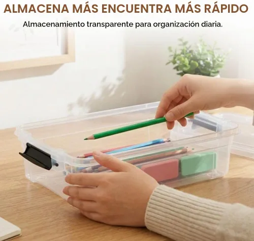 Vista 2 de Superio Cajas de almacenamiento transparentes con tapas, contenedores de plástico de 2.3 cuartos de galón para organizar, cajas apilables, sin BPA