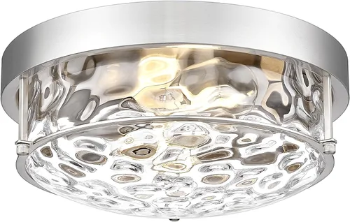 Vista 11 de 4822-BN - Lámpara de techo cerca de techo, de níquel con 2 luces para lavandería, cocina, dormitorio, baño, 4822-BN Clase esmerilada y níquel