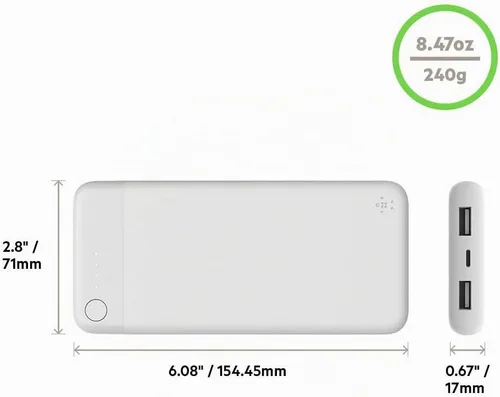 Vista 3 de Belkin Boost Charge Power Bank 10K con conector Lightning.