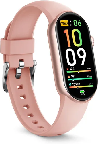 Vista 10 de FITVII Slim - Rastreador de actividad física con oxígeno en sangre, presión arterial, monitoreo de frecuencia cardíaca y sueño 24/7, rastreadores