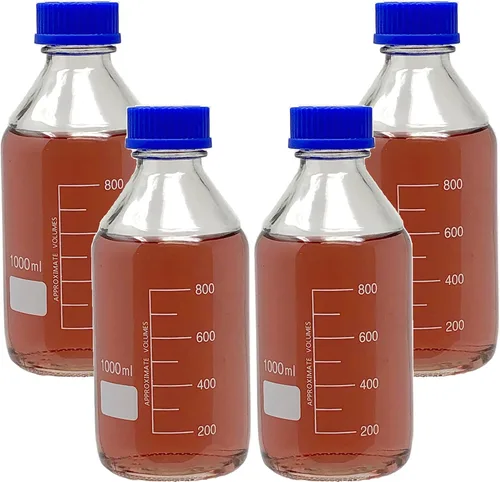 Vista 8 de Karter Scientific Botellas redondas de vidrio de 3.4 fl oz con tapa de rosca GL45, vidrio de borosilicato, 251 x 9 (paquete de 4)