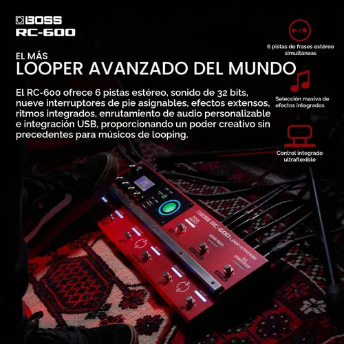 Vista 3 de BOSS RC-600 Estación de Loop Basada en Piso para Músicos de Loop Características Evolucionadas y Funciones Personalizables Calidad de Sonido