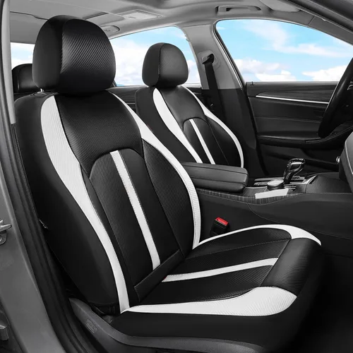 Vista 9 de Coverado Fundas universales de cuero para asientos delanteros, paquete de 2 fundas de asiento para SUV, camioneta, sedán, interior de vehículos