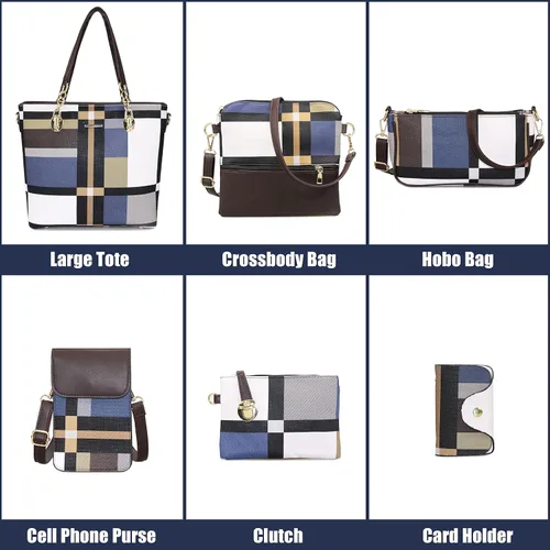 Vista 2 de Monederos y bolsos de mano para mujer, de cuero sintético, bolsas cruzadas, monederos, juego de 6 piezas