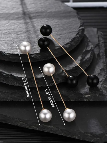Vista 4 de Broche de perlas para mujer, 4 piezas, broche de perlas para mujer, broche de doble perla sintética, broches vintage para ropa, accesorios