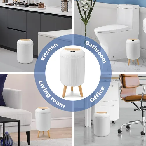 Vista 22 de Pukomc Papelera con sensor inteligente, conveniente e higiénico, fácil de usar, sensor de tecnología, impermeable, papelera de plástico para cocina