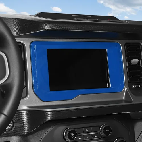 Vista 6 de RAZPOY Cubierta de panel de navegación de consola central compatible con Ford Bronco 2021-2023, azul (solo para pantalla pequeña)