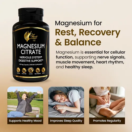 Vista 7 de Cocó March N.M.D Citrato de magnesio de 500 mg por porción, sin gluten, apoya el sueño, la salud digestiva, la función muscular y la relajación
