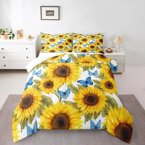 Vista 155 de Erosebridal Juego de edredón de hojas de cannabis, juego de ropa de cama de marihuana con estampado colorido de plantas, decoración bohemia de 2