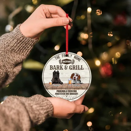 Vista 8 de SILYHEART Presa Canario & Welsh Hound Christmas Acrylic Ornaments Pet Dog Ceramic Christmas Keepsake Family Dog Name Funny Craft Hanging Ornaments