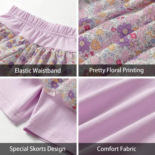 Vista 105 de LittleSpring Conjunto de verano para niñas con camiseta sin mangas y pantalones cortos florales