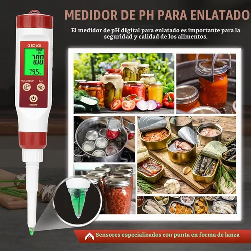 Vista 5 de Medidor de pH para alimentos Medidor de pH digital para fermentación Salsa picante Enlatado Punta de lanza Probador de alimentos pH Sonda
