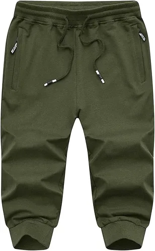 Vista 3 de MAGNIVIT Pantalones capri 34 para hombre, pantalones capri para entrenamiento, gimnasio, debajo de la rodilla, pantalones cortos con cremallera