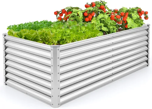 Vista 14 de Giantex Cama de jardín elevada, maceta elevada de madera con forro protector y orificio de drenaje, maceta elevada para plantar verduras, flores