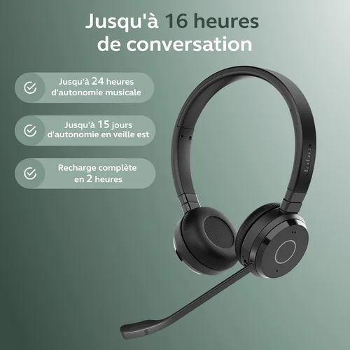 Vista 6 de Jabra Evolve 65 TE - Auriculares inalámbricos estéreo USB-A MS / auriculares de música