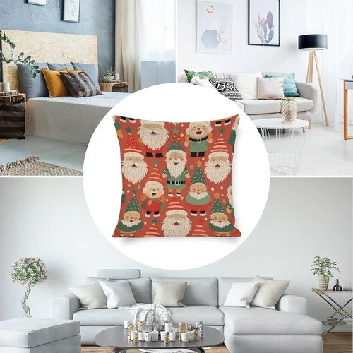 Vista 5 de Funda de almohada moderna para sofá, funda de almohada decorativa de tela de lino para exteriores, fundas de cojín de Navidad de Papá Noel
