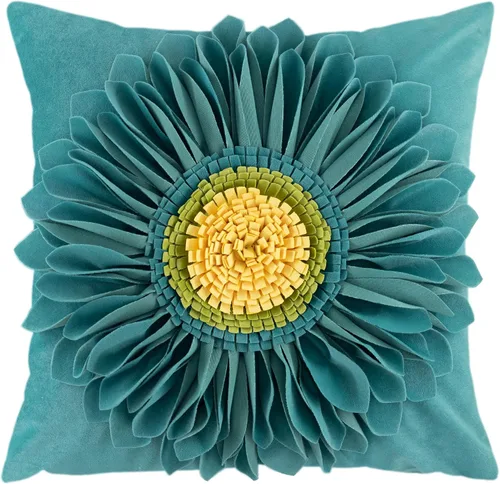 Vista 37 de OiseauVoler Fundas de almohada hechas a mano de 18 x 18 pulgadas, fundas de cojín de girasol 3D azules, fundas de almohada decorativas para sofá