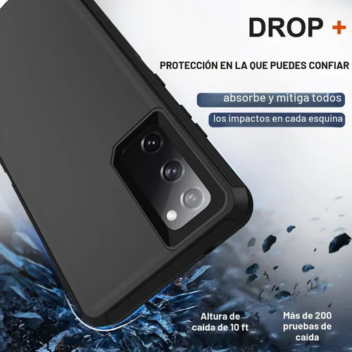 Vista 4 de Funda para Samsung Galaxy S20 FE 5G con funda de clip para cinturón, 2 protectores de pantalla, resistente grado militar, cuerpo completo, a prueba