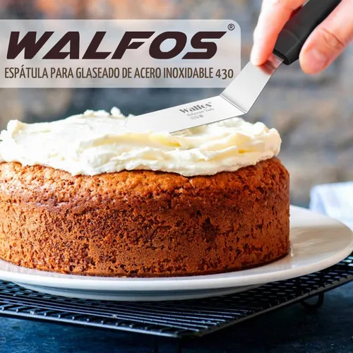 Vista 6 de Walfos Espátulas de glaseado, espátula de acero inoxidable para tartas con mango resistente y duradero, juego de 2 espátulas para decoración