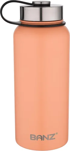 Vista 2 de Banz Botella de agua aislada - Botella de acero inoxidable de 32.1 fl oz con tapa deportiva adicional