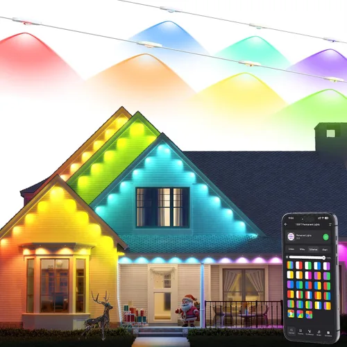 Vista 9 de Brizled Luces permanentes para exteriores, 100 pies, 60 LED, esenciales RGB, luces de Navidad permanentes que funcionan con Alexa y Google, luz